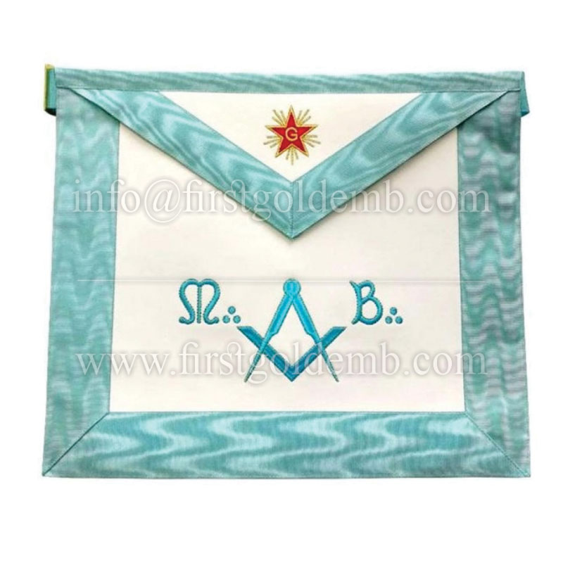 Master Mason French Rite / Modern Rite Star Lambskin Apron - Sky Blue