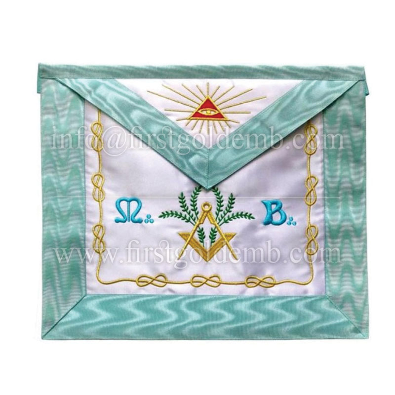 Master Mason French Rite / Modern Rite Pyramid Eye Silk Apron - Sky Blue