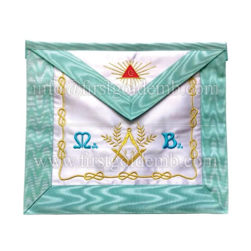 Master Mason French Rite / Modern Rite Pyramid G Silk Apron - Sky Blue