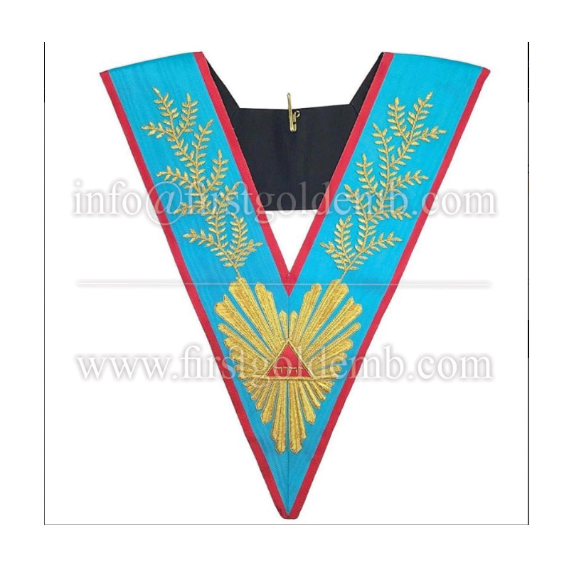 Masonic Officer's collar Memphis Misraim Worshipful Master Hand Embroidered