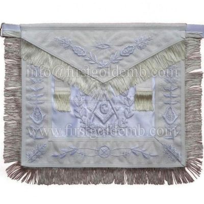 Masonic All White Master Mason Apron With Fringe