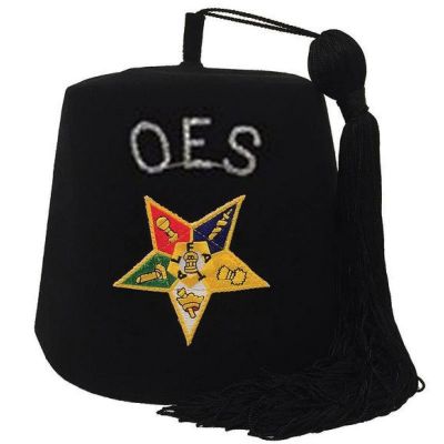 Order of the Eastern Star OES Rhinestone Black Fez