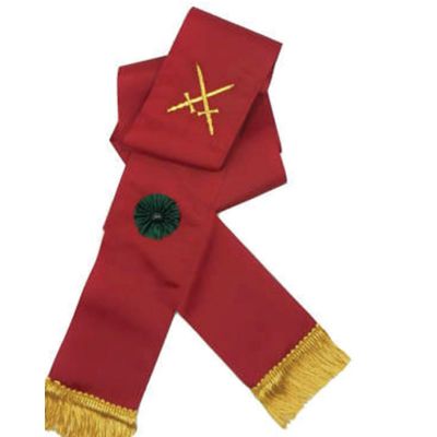 KNIGHT MASONS SASH - MAROON WITH ROSETTE