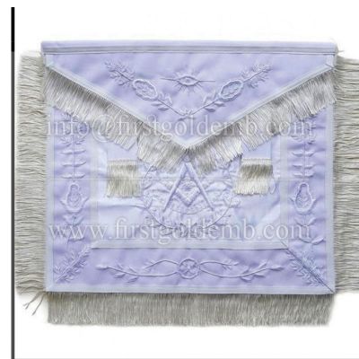 Masonic All White Past Master Apron With Wreath