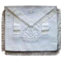 Masonic Past Master Apron All White With Wreath Fringe