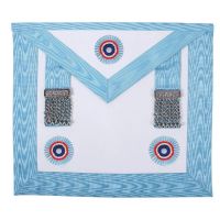 Master Mason Emulation Rite Apron - Bricks Masons  Master Mason Emulation Rite Apron - Bricks Masons MASTER MASON EMULATION RITE ENGLISH REGULATION APRON - TURQUOISE MOIRE WITH THREE ROSETTES