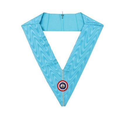 EMULATION RITE ENGLISH REGULATION OFFICER COLLAR SET - TURQUOISE MOIRE HANDMADE EMBROIDERY