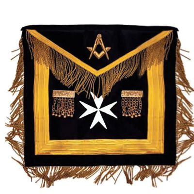 MOST WORSHIPFUL MALTA REGULATION APRON - BLACK WITH MALTESE CROSS