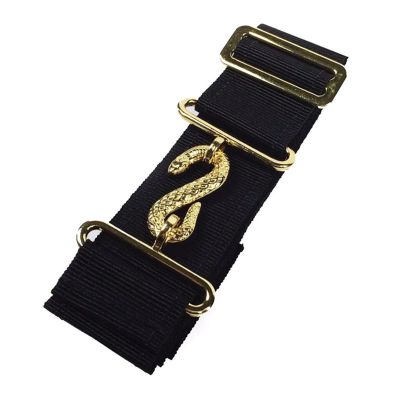 MASONIC APRON BELT EXTENDER - BLACK BELT WITH SILVER/GOLD CLASP