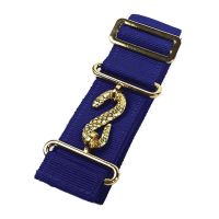 MASONIC APRON BELT EXTENDER - BLUE BELT WITH SILVER/GOLD CLASP