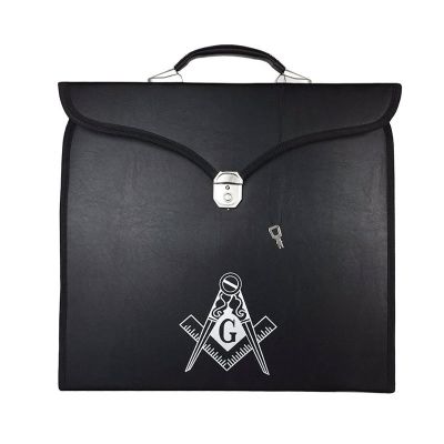 MASTER MASON BLUE LODGE APRON CASE - LEATHER SQUARE & COMPASS G MM/WM