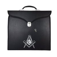 MASTER MASON BLUE LODGE APRON CASE - LEATHER SQUARE & COMPASS G MM/WM