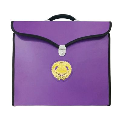 GRAND MASTER BLUE LODGE APRON CASE - PURPLE LEATHER MM, WM & PROVINCIAL